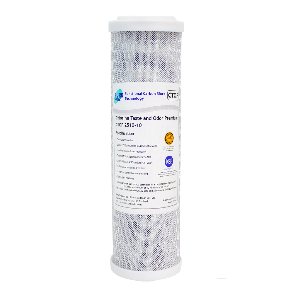 Pure 10 Micron Coconut Shell Carbon Block 10" x 2.5" Filter Cartridge